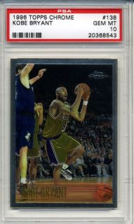 1996 Topps Chrome Basketball 138 Kobe Bryant Rookie Card PSA 10