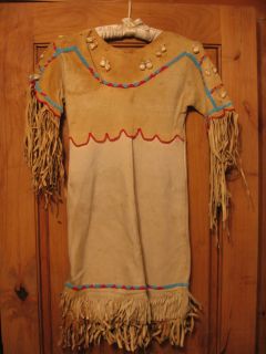  Native American Childs Leather Beaded Beadwork Dress Salish Kootenai