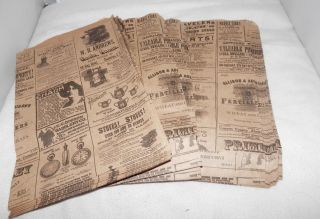 Print Paper Kraft Bags Vintage Style Newsprint Favor Craft Bag