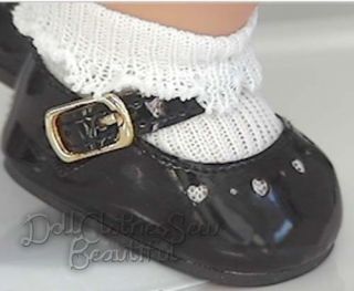Doll Clothes Fit Bitty Baby EZ Close Black Patent Shoes