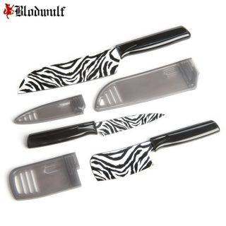 New Kuhn Rikon Zebra 3 piece Knife Set Santoku Chef Paring Utility