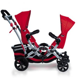 Kolcraft Contours Options Tandem DOUBLE Stroller Red Twins Pick Up Exc