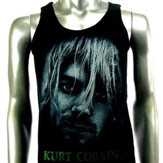 Sz L Nirvana Kurt Cobain T Shirt Tank Top Vest Biker Punk Men Rock V16