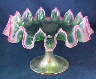 13 Antique Victorian Bohemian Green Cranberry Opalescent Art Glass