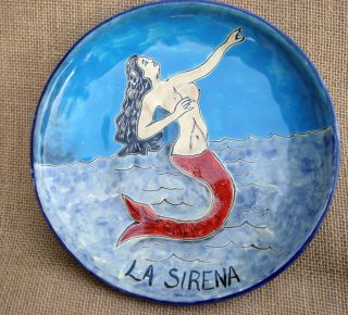 La Loteria Mexicana Mexican Talavera Plate Mermaid Sirena Dia De Los
