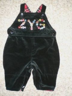 Hanna Andersson Baby Girl Velvet Overalls Outfit Size 0 6 Months