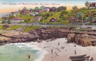 Cottages and Beach La Jolla Vintage Exposition Postcard