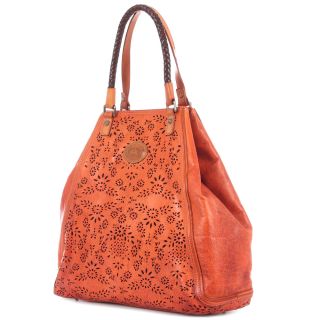 La Martina Woman Shopping Bag Polo Club in Genuine Orange Leather New