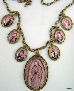 Our Lady of Guadalupe Necklace RARE Antique St Medal