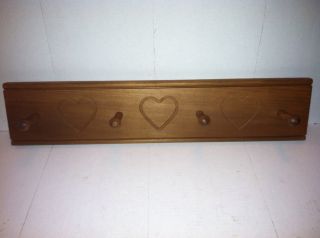 Longaberger Wooden Coat Rack 4 Pegs 3 Hearts by The w C Mock Family