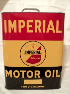 Vintage IMPERIAL MOTOR OIL Old 2 Gal. Metal Can advertising sign gas
