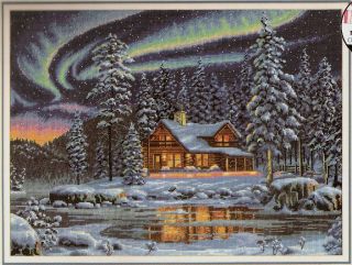 New Dimensions Gold Collection Aurora Cabin Counted Cross Stitch Kit