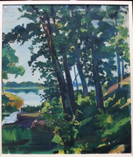 Hamilton 1932 Listed American Artist B 1880 Landscape with Lake