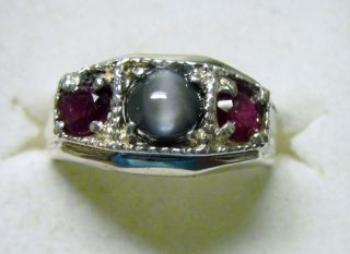 Mens 1 2ct Alexandrite Handsome 1ct Ruby Gorgeous Silver Ring