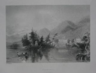 Original Antique Engraving Bartlett Lake George Village
