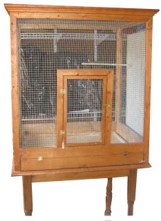 Handsome Tall Large Wood Furniture Parrot Bird Cage Pet Habitat