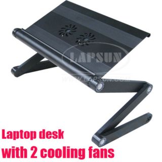 Folding Laptop Bed Table Desk Stand Cooling Fan Cooler