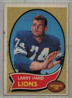 1970 Topps 149 Larry Hand Detroit Lions Excellent