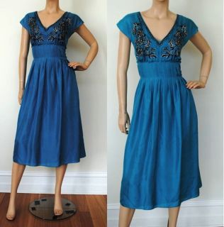 Laura Ashley Embroidered Silk Dress Size 16