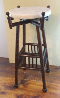 OAK WOOD PLANT STAND TABLE with MARBLE TOP Arts & Crafts Mission Style