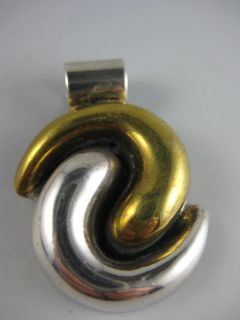 Laton Mexico TA 97 Sterling Silver Brass Modernist Pendant