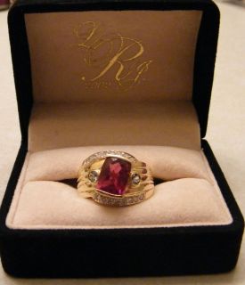 Laura Ramsey 18K YG Rubellite Diamond Aqua Womans Ring Size 10