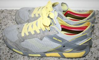 RARE Diesel Grey Yellow Lawndale Sneakers Sz 10 5 Vintage Shoes
