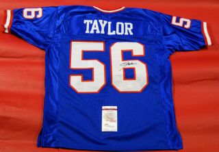 Lawrence Taylor Autographed New York Giants Blue Jersey Lt JSA Last