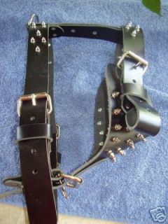 Extra Large Handmade Leather Dog Harness with Spikes