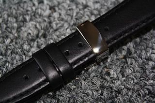 Black Oil Tan Leather Watch Band Short Deployment Clasp