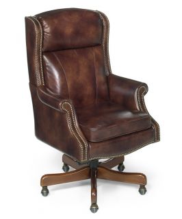 Distressed Brown Leather Swivel Office Chair SS EC21