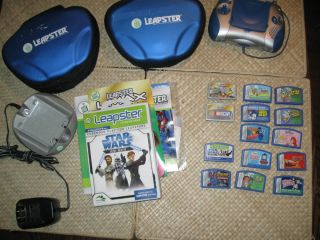 Leapster L MAX LOT, recharging system, 14 games, 2 carry cases, manual