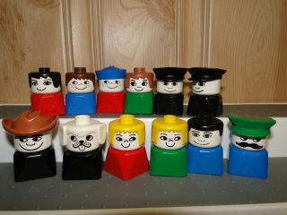 Vintage Lego Duplo People Including One with A Mustache A Dog