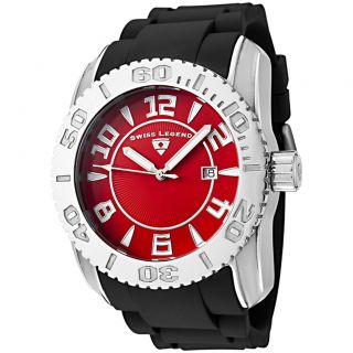Swiss Legend Mens Commander Stainless Red Dial Watch