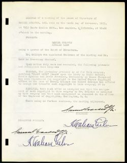 SAMUEL GOLDWYN ABRAHAM LEHR SIGNED 1931 DIRECTORS MEETING MINUTES