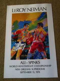 Signed Leroy Neiman Ali Spinks Poster 1978