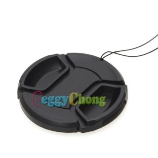 52mm Front Lens Cap Hood Cover Snap on with Cord for Nikon Canon