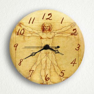 Vitruvian Man Leonardo Da Vinci 6 Silent Wall Clock