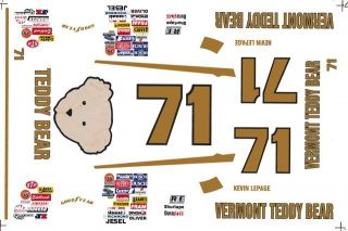 71 Kevin Lepage Vermont Teddy Bear 1 32nd Scale Slot Car Decals