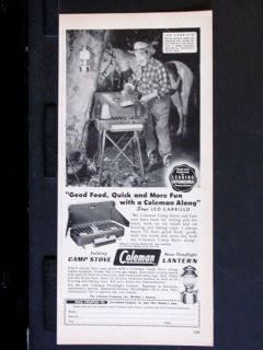 Camp Stove Lantern Magazine Ad Poncho Actor Leo Carrillo W958