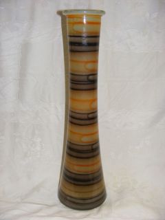 Vintage Hand Blown Glass Funeral Vase Huge Swirl Design Spain Orange