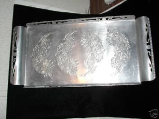 Aluminum Tray 20 x 10 Farber Shlevin Poinsettias VGC