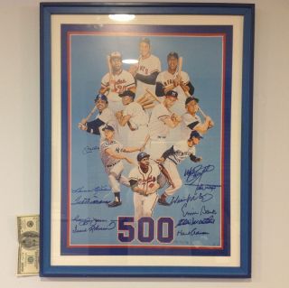 Ron Lewis JSA COA 20X27 500 HOME RUN signed Mickey Mantle Ted Williams