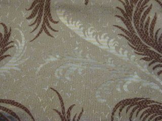 Vtg 40s Pair Tropical Plume Brown Brocade Drapes Fabric