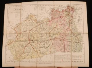C1880 Colour Map of Surrey by Letts Son Co
