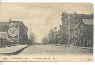 New Lexington Ohio Downtown Street Scene Vintage Postcard Devitts