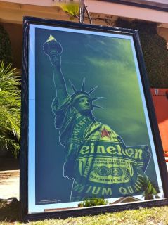 Heineken Statue of Liberty New York RARE Beer Huge Bar Mirror Sign New
