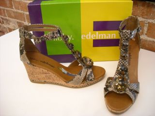 Libby Edelman Bani Snake Jeweled Wedge Sandal New