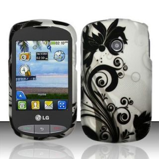 Black Vines LG 800G Rubber Coating Hard Case Cover Tracfone