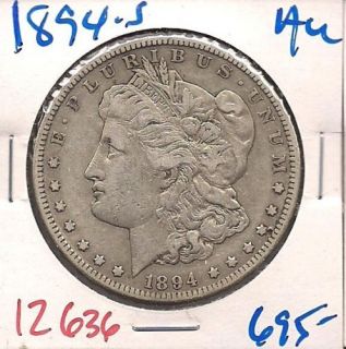 1894 s Morgan Liberty Silver Dollar AU 12636
